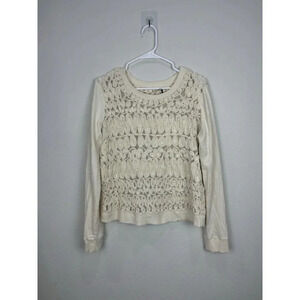 Akemi + Kin Sequin Pullover Medium Ivory Embroidered Sweatshirt Anthropologie